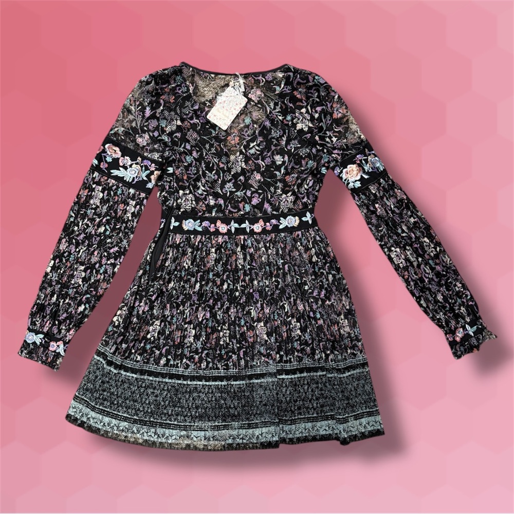 NWT Free People Black Floral Dress - Picture 3 of 9
